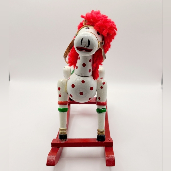 Vintage Wooden Rocking Horse Christmas Decor 7" - Picture 3 of 4